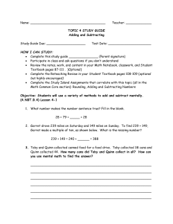 TOPIC 4 STUDY GUIDE Adding and Subtracting Study Guide Due