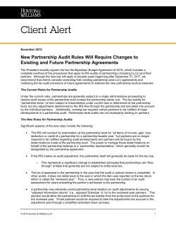 New Partnership Audit Rules Will Require Changes to Existing and