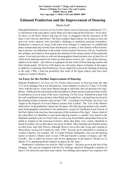 Edmund Pemberton and the Improvement of Dancing
