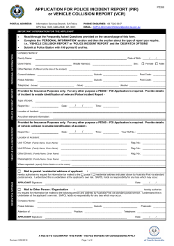 APPLICATION FOR POLICE INCIDENT REPORT (PIR)
