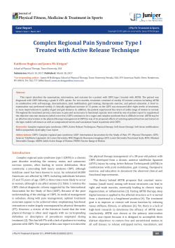 Complex Regional Pain Syndrome Type I