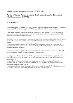 Forms of Money Power, systemic Crisis and Alternative Currencies