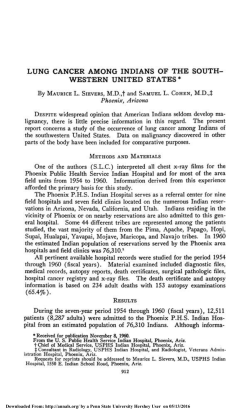 lung cancer among indians of the southwestern united states