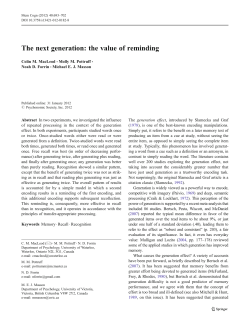 The next generation: the value of reminding