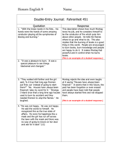 Reader`s Journal: Fahrenheit 451