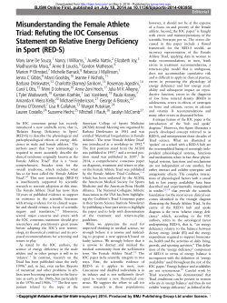 Misunderstanding the Female Athlete Triad: Refuting the IOC