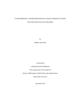 Idaho`s Primary System and the Bureaucratic Dilemma