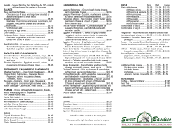 Lunch &ndash; Served Monday thru Saturday. An 18% gratuity will be