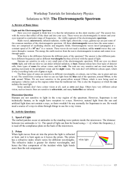Solutions to WI5: The Electromagnetic Spectrum