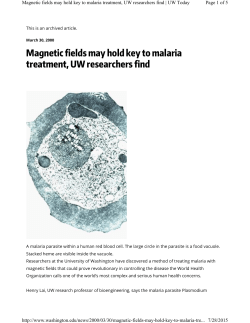 Magnetic fields may hold key to malaria treatment, UW researchers