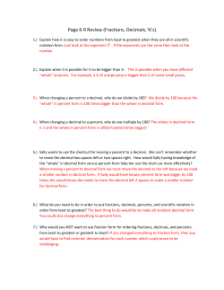 Page 6-9 Review (Fractions, Decimals, %`s)
