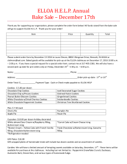 Dec. 17th ELLOA Bake Sale