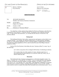 Definition of Elections Official - San Francisco City Attorney`s Office