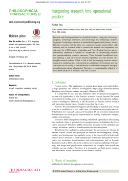 Integrating research into operational practice