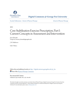 Core Stabilization Exercise Prescription, Part I