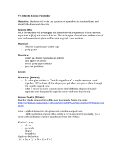 91 Intro to Conics: Parabolas Objective: Students will write the