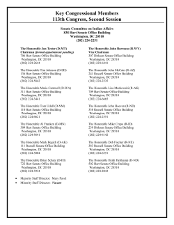 Key Congressional Members 113th Congress, Second Session