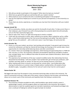 Alumni Mentoring Program Mentor Quotes 2014
