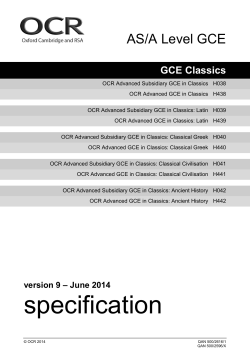 AS and A Level Classics Specification OCR
