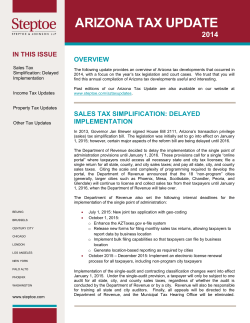 ARIZONA TAX UPDATE