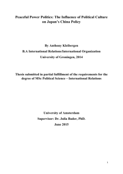 The Influence of Political Culture on Japan`s China Policy - UvA-DARE