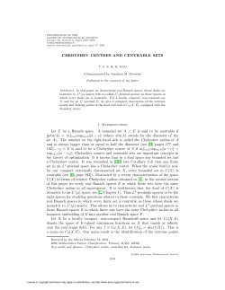 CHEBYSHEV CENTRES AND CENTRABLE SETS 1. Introduction