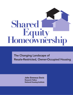 Shared Equity Homeownership - National Housing Institute