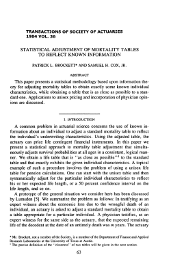 STATISTICAL ADJUSTMENT OF MORTALITY TABLES TO