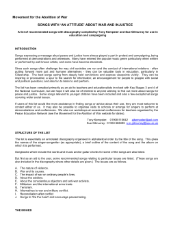 Songs for Education - The Movement for the Abolition of War