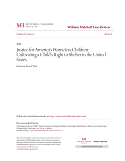 Justice for America`s Homeless Children: Cultivating a Child`s Right