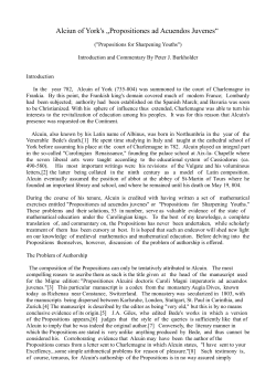 Alciun of York`s &bdquo;Propositiones ad Acuendos Juvenes&ldquo;