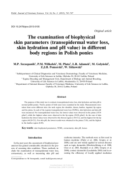 (transepidermal water loss, skin hydration and pH value) in different