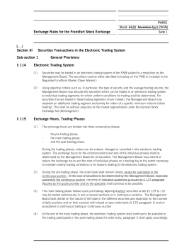 Exchange Rules for the Frankfurt Stock Exchange Section XI