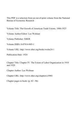 Chapter IV. The Extent of Labor Organization in 1910 and 1920