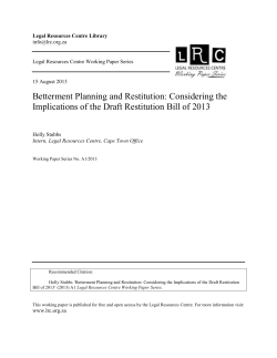 Betterment Planning and Restitution: Considering the Implications of