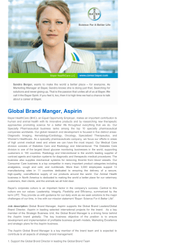 Global Brand Manger, Aspirin