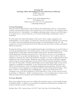 Sociology 251 Sociology of Race: Racial Regimes in the United