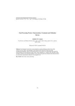 Food Processing Wastes: Characteristics, Treatments