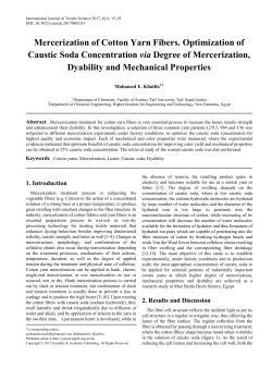Cotton yarns, Mercerization, Luster, Caustic soda, Dyability