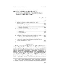 Diversifying the Federal Bench: Is Universal Legitimacy for the U.S.