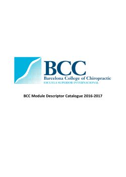 BCC Module Descriptor Catalogue - Barcelona College of Chiropractic