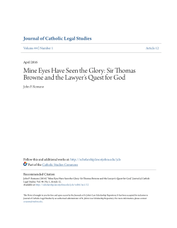 Sir Thomas Browne and the Lawyer`s Quest for God