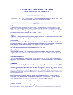 HOME INTRAVENOUS ANTIBIOTICS FOR CYSTIC FIBROSIS
