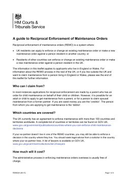 A guide to Reciprocal Enforcement of Maintenance Orders