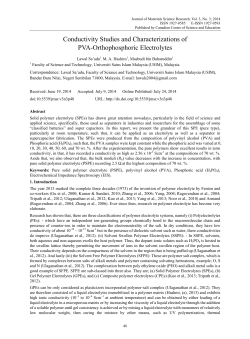 Conductivity Studies and Characterizations of PVA