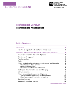 Professional Conduct Professional Misconduct