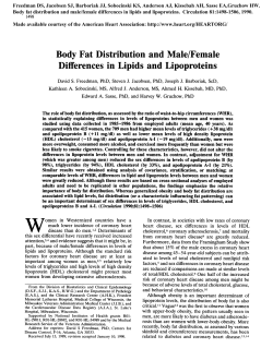 Body Fat Distribution and Male/Female Differences in Lipids and