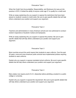 Persuasive Topic 1 When the Credit Card Accountability