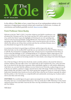 From Professor Steve Busby - University of Birmingham Intranet