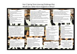 Year 2 Spring Term Learning Challenge Plan Would you rather live